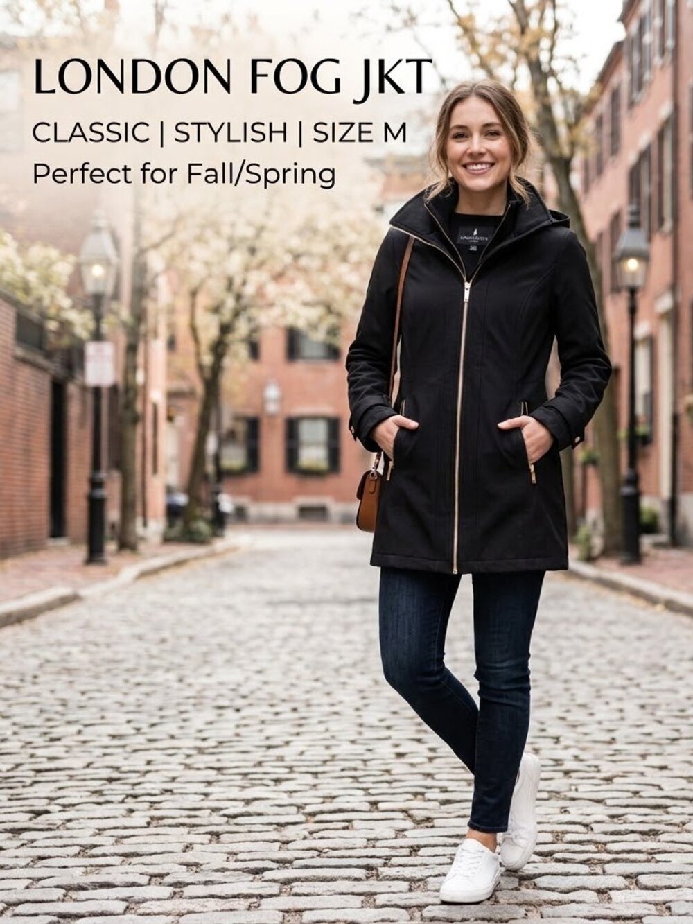 London Fog Softshell Mid-Length Hooded Jacket/Coat- Size Medium⁠